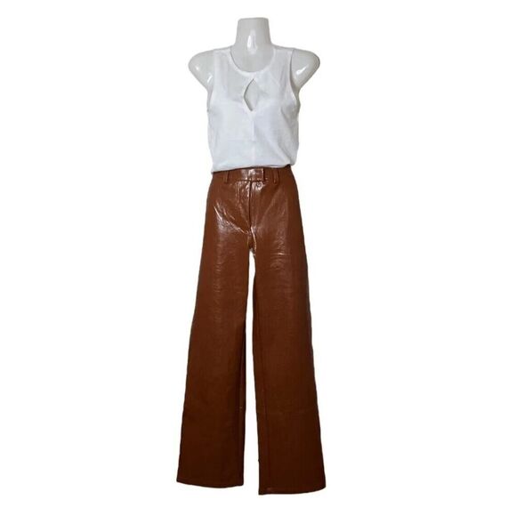 Cotton On Womens Vegan Leather High Rise Medium Brown Party Pants NWT US 20 - Picture 7 of 7